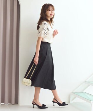 Feroux 【洗える】ランダムリボン カットソー ベージュ系