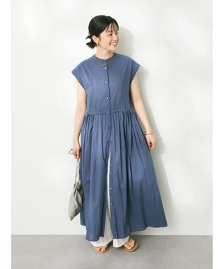 CRAFT STANDARD BOUTIQUE インド綿フレンチスリーブワンピース Blue