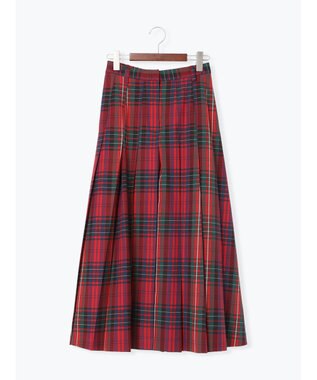 Te chichi チェックアソートロングプリーツスカート レッド