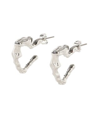 earth music&ecology メタリックハートフープピアス Silver