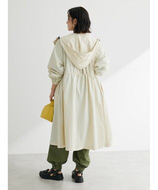 Green Parks フーデットロングコート Ecru