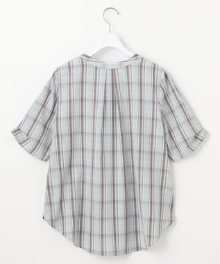 ANY SIS L 【洗える】ピケチェックT ブラウス ライトグリーン系3