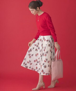 組曲 ハートボタン ニットプルオーバー バレンタインレッド系