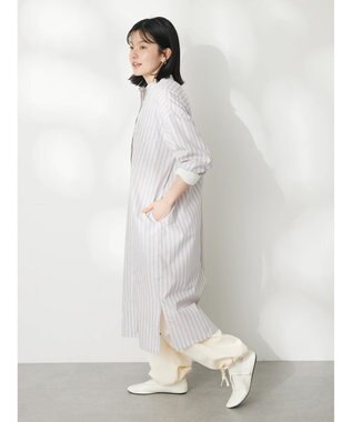 CRAFT STANDARD BOUTIQUE プランサーボタンシャツワンピース Stripe Sax