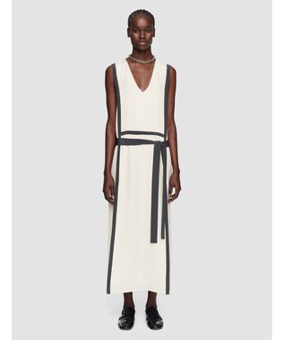 JOSEPH ヘビーシルククレープアニメーション　ベルテッドドレス Oat/Slate