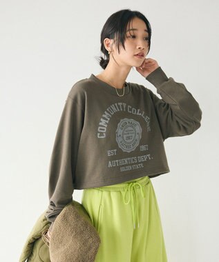 CRAFT STANDARD BOUTIQUE カレッジプリントショートプルオーバー Khaki