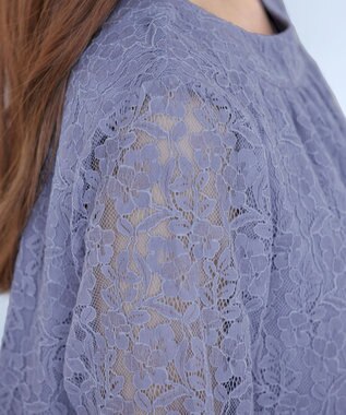 Tiaclasse 【洗える】ギャザーネックレースブラウス ラベンダー