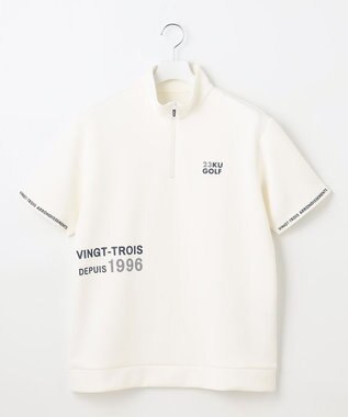 23区GOLF 【MEN】【吸水速乾/UVカット】ストレッチダンボールモックネックシャツ ホワイト系