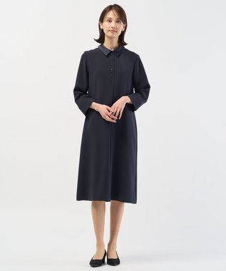 J.PRESS LADIES S 【2way】セラテリーダブルクロス 襟付き ワンピース ネイビー系