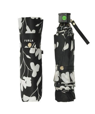 MOONBAT 【折りたたみ雨傘】フルラ (FURLA)  カメリア 折りたたみ傘 UV ブラック