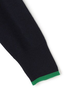 ICB ハイゲージソフトウール ニットプルオーバー ネイビー×グリーン系