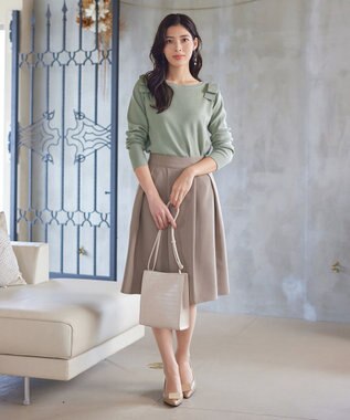 Tiaclasse 【洗える】ショルダーリボンニットトップス ミント