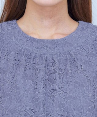 Tiaclasse 【洗える】ギャザーネックレースブラウス ラベンダー