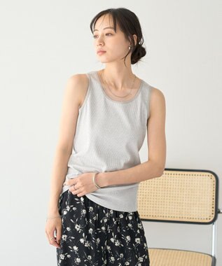earth music&ecology エッジチュールラメテレコタンクトップ Gray