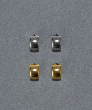 Phoebe 【金属アレルギー対応】ワンタッチワイドフープミニピアス　ゴールド/サージカルステンレス ゴールド