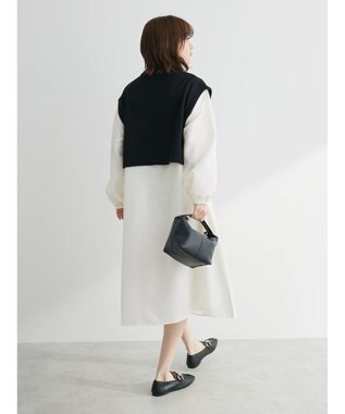 Green Parks ＳＥＴ２点　ニットベスト＋シャツワンピース Black