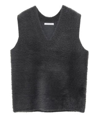 Green Parks シャギーＶネックニットベスト Gray