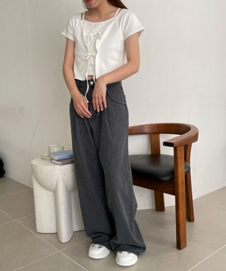 WEGO モチーフデニムタックパンツ デニムブラック