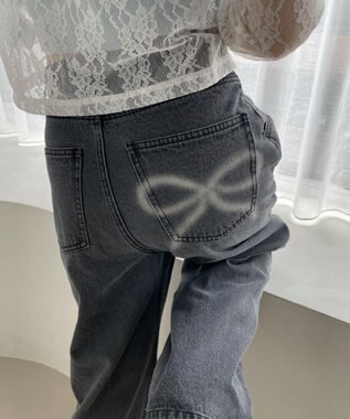 WEGO モチーフデニムタックパンツ デニムブラック