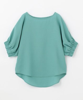 ANY 【洗える】デザインスリーブとろみ ブラウス ターコイズ