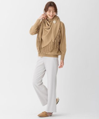 自由区 【洗える】ソフトウールハイゲージ フリンジストール キャメル系