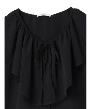 earth music&ecology ラッフルカラーブラウス Black