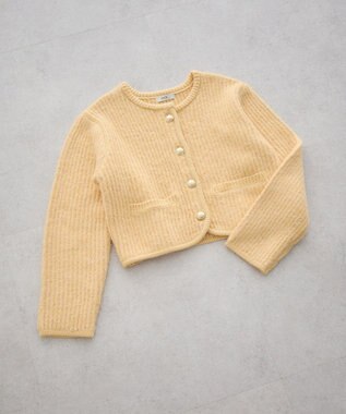 earth music&ecology 【WEB限定】ゴールド釦ショートニットカーディガン Yellow
