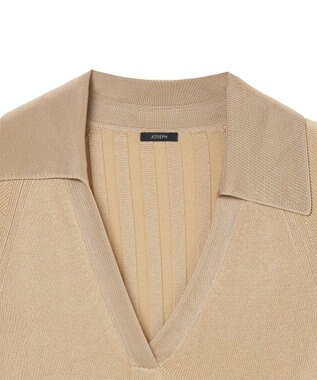 JOSEPH 【洗える】サティニーリブ　ロングスリーブポロニット Desert