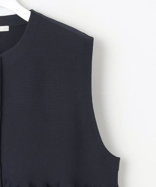自由区 【洗える】パールディティールニット ジレ ネイビー