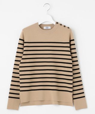 J.PRESS LADIES 【洗える】ミラノリブバスクボーダー ニット ベージュ系1