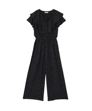 Green Parks 衿フリルオールインワン Dot Black