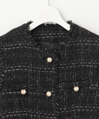 Feroux 【洗える】ラメツイード ジレ ブラック系1