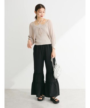 Green Parks ・swing by SET2点ニットボレロ&ニットキャミ Gray Beige