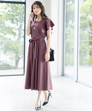 Tiaclasse L 【洗える】ストレスフリーで着用できるカットソーフレアワンピース パープル