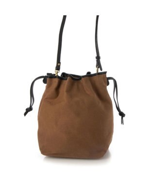 UNBILLION perche パラフィン防水キャンバスドロストショルダーバッグ キャメルブラック