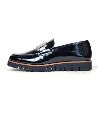 Dominic3 スニーカーソール チェーンモチーフローファー ブラックエナメル