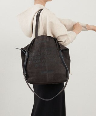 russet ステンシルデザインスエード2WAYトートバッグ(CE-1639) Gray