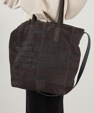 russet ステンシルデザインスエード2WAYトートバッグ(CE-1639) Gray