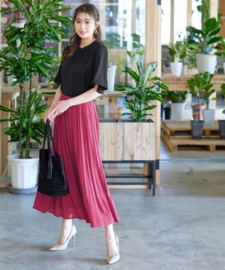 Tiaclasse 【洗える】5分丈フレアスリーブブラウス ブラック