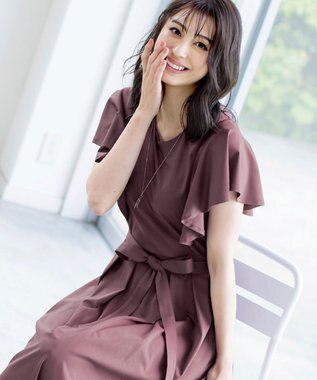 Tiaclasse L 【洗える】ストレスフリーで着用できるカットソーフレアワンピース パープル