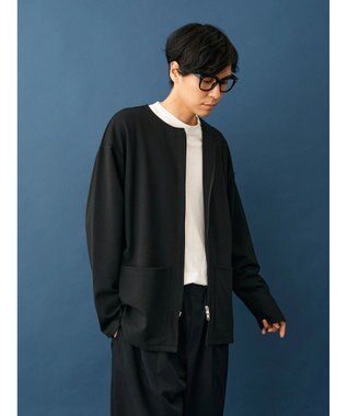 CRAFT STANDARD BOUTIQUE 強撚ポンチラウンドヘムカーディガン Black