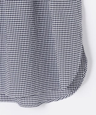 J.PRESS LADIES L 【洗える】アセVis ギンガム バンドカラー ピンタック ブラウス ネイビー系3