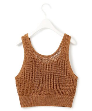 ICB L 【洗える】 シャインポリエステルクロッシェ ニットベスト ラセットブラウン系