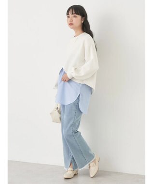 earth music&ecology ＳＥＴ２点カットプルオーバー＋シャツドッキングタンク Ivory