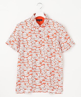 23区GOLF 【MEN】【キングサイズ/吸水速乾/UVカット】YELL総柄プリントポロシャツ オレンジ系5