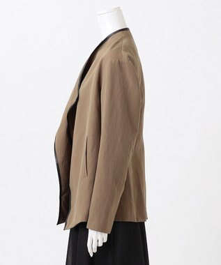 23区 【エステータ】ウールリネン レザートリミング ジャケット カーキ系