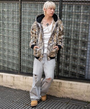 WEGO 【ユニセックス着用ITEM/MLサイズ展開】ワーカーズボアフードブルゾン 柄1