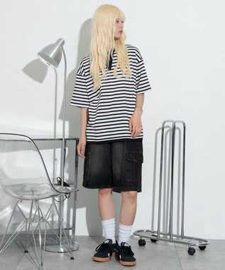 WEGO 【ユニセックス着用ITEM】キーネックフェイクレイヤードT（SS） ブラックボーダー