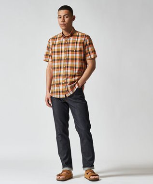 J.PRESS MEN インドマドラスチェックシャツ ライトオレンジ系3