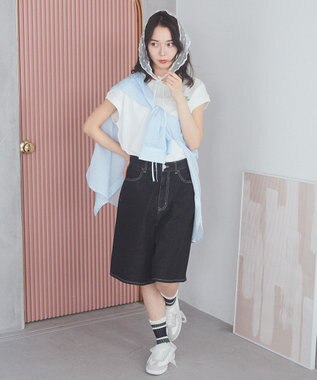 earth music&ecology デニムハーフパンツ Black